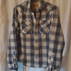 Hollister Mens S. Plaid snap close shirt
